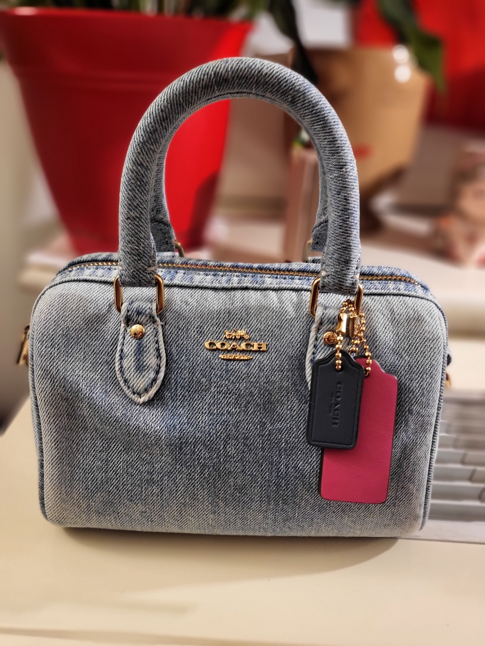 Coach Mini Rowan in Loved Denim with Charms - NEVER USED